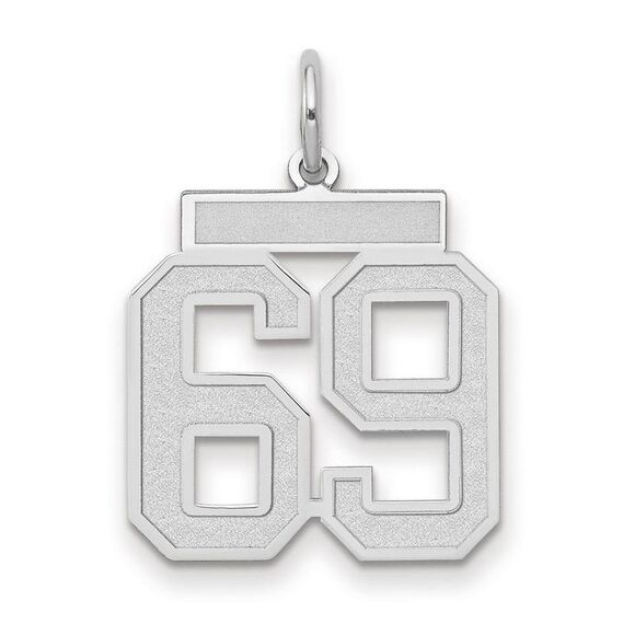14k White Gold Jersey Collection Medium Number 69 Pendant